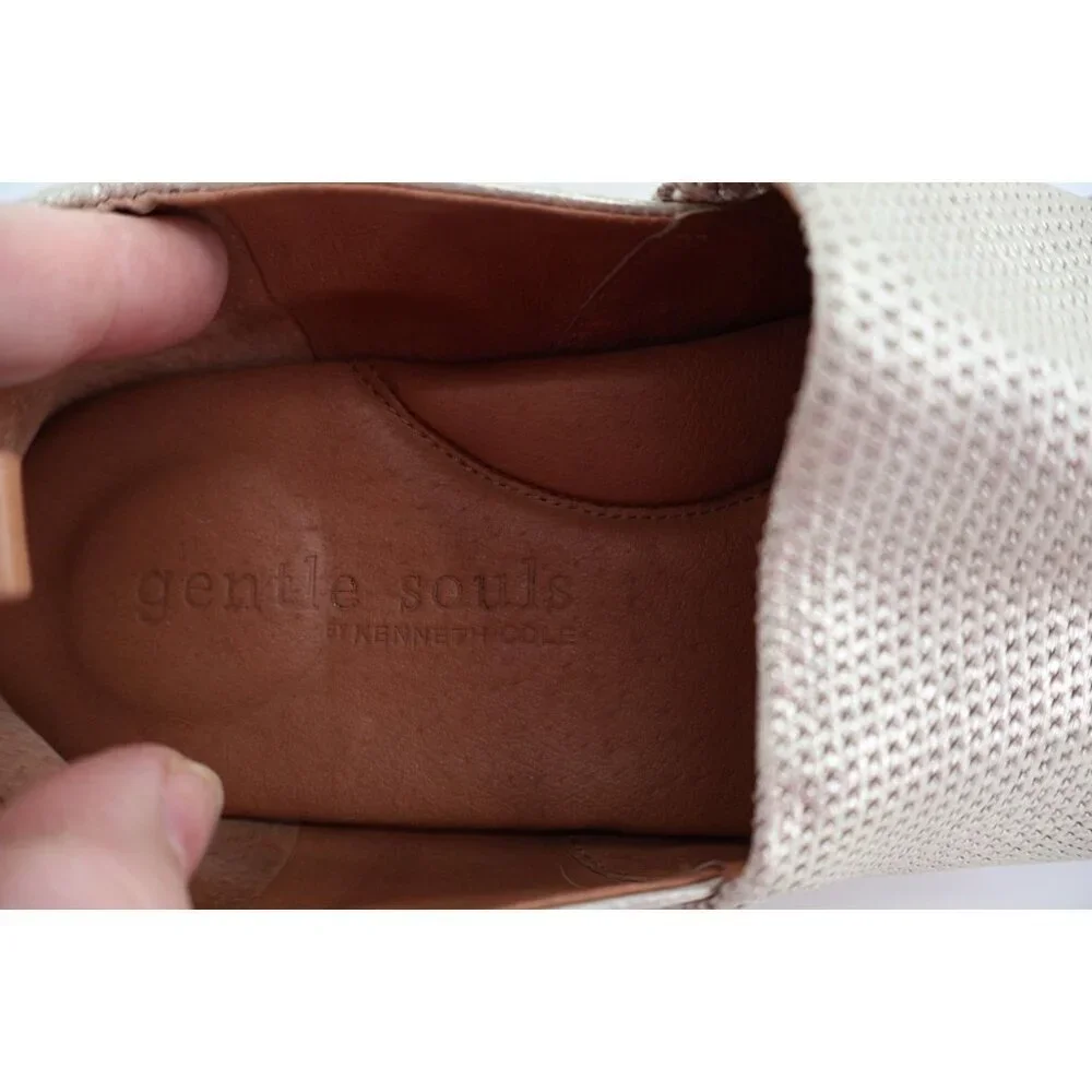 Gentle Souls Women's 10 Lara A-Line Sporty 2 Espadrilles Gold Leather Flats
